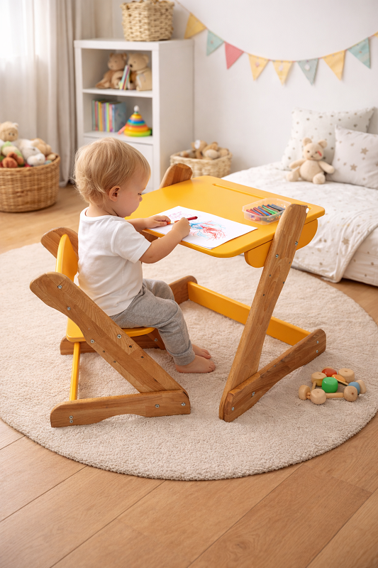 Комплект дитячих меблів Montessori з бука - Зображення 2