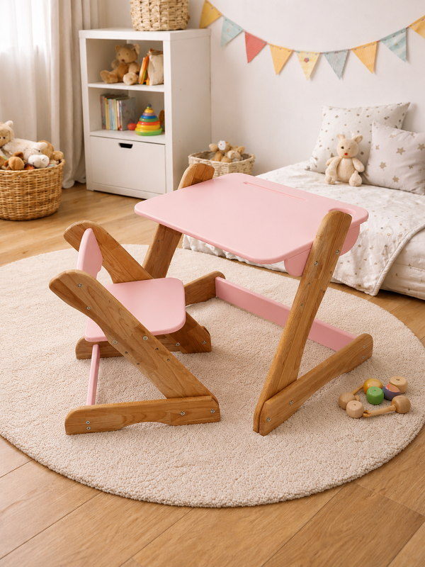 Комплект дитячих меблів Montessori з бука - Зображення 3