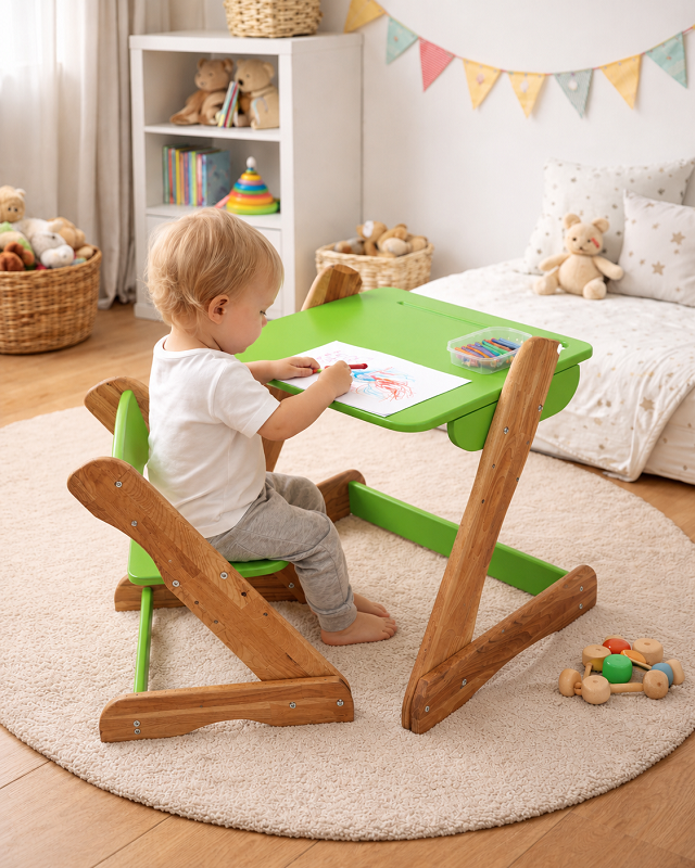 Комплект дитячих меблів Montessori з бука - Зображення 2