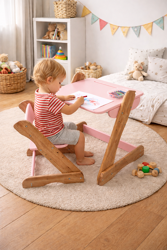 Комплект дитячих меблів Montessori з бука - Зображення 2